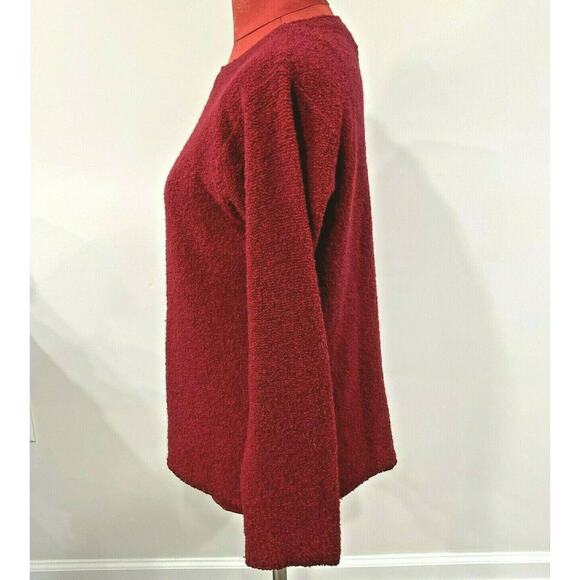 Eileen Fisher Ladies S Red Wool Blend Pullover Sweater Knubbly Knit Crew Neck - Picture 2 of 5